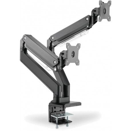 DIGITUS - Mounting kit (desk clamp mount, 2 VESA mount brackets, 2 x swivel arms) - for 2 LCD display/ curved LCD display - gas spring - plastic, aluminium, steel - matte black - screen size: 15"-35" - C-clamp - 1