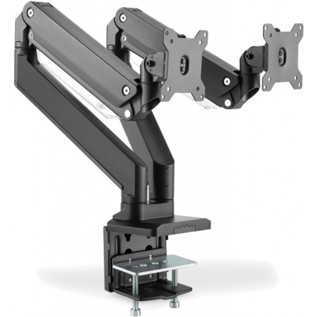 DIGITUS - Mounting kit (desk clamp mount, 2 VESA mount brackets, 2 x swivel arms) - for 2 LCD display/ curved LCD display - gas spring - plastic, aluminium, steel - matte black - screen size: 15"-35" - C-clamp - 2