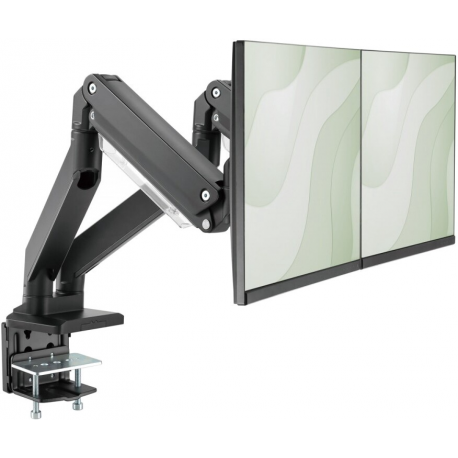 DIGITUS - Mounting kit (desk clamp mount, 2 VESA mount brackets, 2 x swivel arms) - for 2 LCD display/ curved LCD display - gas spring - plastic, aluminium, steel - matte black - screen size: 15"-35" - C-clamp - 4