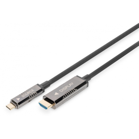 DIGITUS - USB cable - 24 pin USB-C (M) to 24 pin USB-C (M) - DisplayPort 1.2 - 20 m - Active Optical Cable (AOC), 4K60Hz support, 1920 x 1080 at 120 Hz support, DP Alt mode support - black - 0