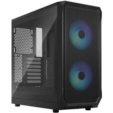 Fractal Design Focus 2 RGB - Tower - ATX - windowed side panel (tempered glass) - no power supply (ATX) - black TG clear tint - USB/Audio - 0