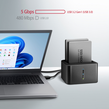 AXAGON ADSA-D25 USB 3.2 Gen 1 - 2x SATA 6G 2.5" SSD/HDD CLONE DUAL MINI dock - 7
