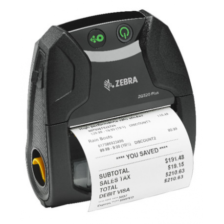 Zebra ZQ320 Plus - Receipt printer - direct thermal - Roll (8 cm) - 203 dpi - up to 100 mm/sec - USB 2.0, NFC, Wi-Fi(ac), Bluetooth 4.2 LE - tear bar - black - 1