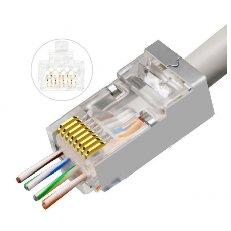 MicroConnect - Network connector - RJ-45 (M) - FTP - CAT 6 - silver, transparent - 0