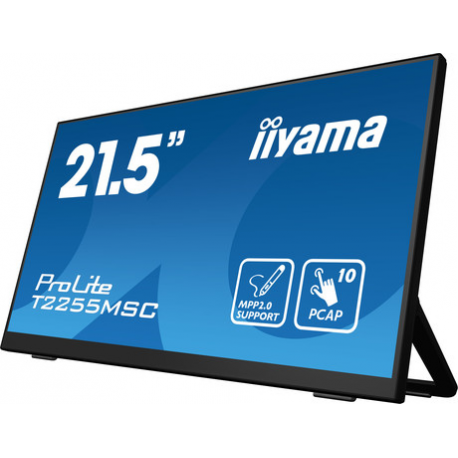 iiyama ProLite T2255MSC-B1 - LED monitor - 21.5" - touchscreen - 1920 x 1080 Full HD (1080p) @ 60 Hz - IPS - 400 cd / m² - 1000:1 - 5 ms - HDMI, DisplayPort - speakers - matte black - 2