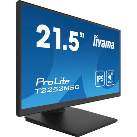 iiyama ProLite T2252MSC-B2 - LED monitor - 22" (21.5" viewable) - touchscreen - 1920 x 1080 Full HD (1080p) @ 60 Hz - IPS - 250 cd / m² - 1000:1 - 5 ms - HDMI, DisplayPort - speakers - black, matte finish - 1