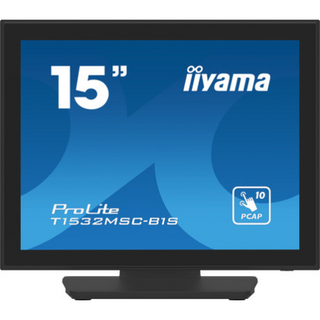 iiyama ProLite T1532MSC-B1S - LCD monitor - 15" - touchscreen - 1024 x 768 - TN - 350 cd / m² - 800:1 - 8 ms - HDMI, VGA, DisplayPort - speakers - black, matte - 0