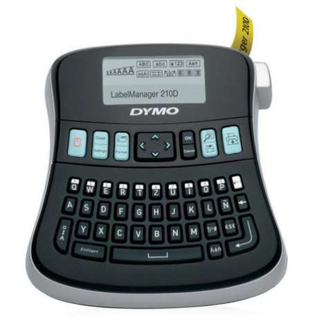 DYMO LabelMANAGER 210D - Labelmaker - B / W - thermal transfer - Roll (1.2 cm) - 180 dpi - cutter - 1 line printing, 2 line printing - black, silver - 0