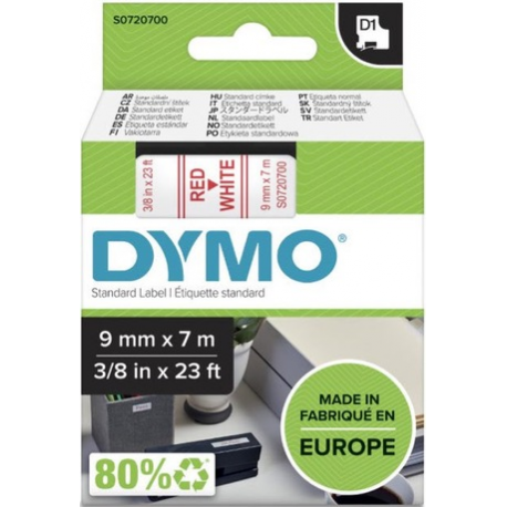 DYMO D1 - Glossy - red on white - Roll (0.9 cm x 7 m) 1 cassette(s) tape - for LabelMANAGER - 0