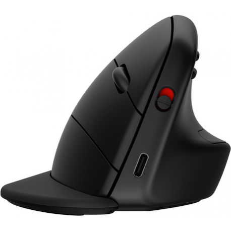 HP 925 - Vertical mouse - ergonomic - 6 buttons - wireless - 2.4 GHz, Bluetooth 5.3 - USB wireless receiver - black - 100% paper-based packaging - 6