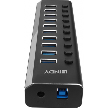 Lindy - Hub - with on / off switches - 10 x SuperSpeed USB 3.0 - desktop - 1