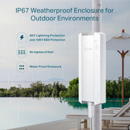 TP-Link Omada EAP650-Outdoor V1 - Radio access point - Wi-Fi 6 - 2.4 GHz, 5 GHz - cloud-managed - wall / pole mountable - 15
