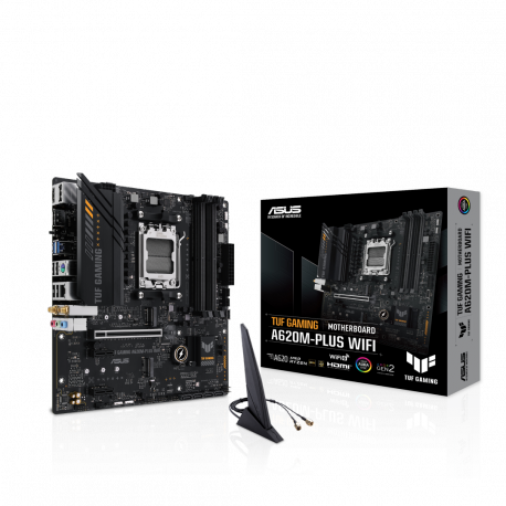 ASUS TUF GAMING A620M-PLUS WIFI - Motherboard - micro ATX - Socket AM5 - AMD A620 Chipset - USB 3.2 Gen 1, USB-C 3.2 Gen 1 - Gigabit LAN, 2.5 Gigabit LAN, Bluetooth, Wi-Fi - onboard graphics (CPU required) - HD Audio (8-channel) - 18