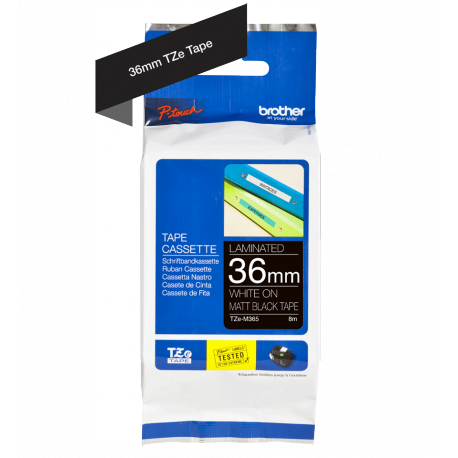 Brother TZe-M365 - Matte - adhesive - white print on matte black - Roll (3.6 cm x 8 m) 1 cassette(s) laminated tape - for P-Touch PT-530, PT-9200DX, PT-9200PC; P-Touch Cube XP PT-910BT - 3
