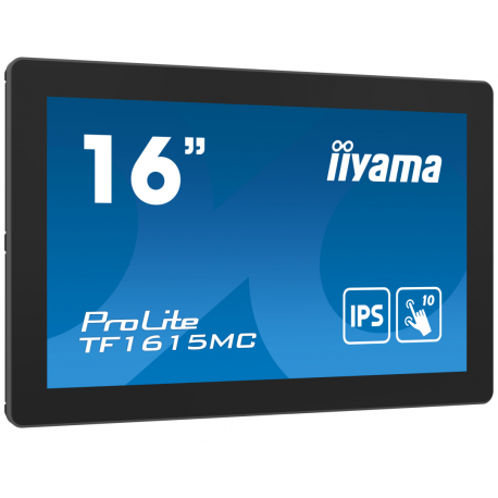 iiyama ProLite TF1615MC-B1 - LED monitor - 15.6" - open frame - touchscreen - 1920 x 1080 Full HD (1080p) - IPS - 450 cd / m² - 1000:1 - 25 ms - HDMI, VGA, DisplayPort - black - 6