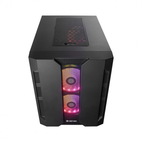 Chieftronic M2 - Cube - micro ATX - windowed side panel (tempered glass) - no power supply (ATX) - black - USB/Audio - 13