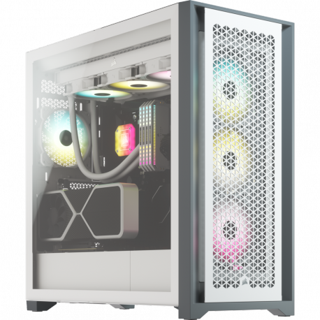 CORSAIR iCUE 5000D RGB Airflow - Mid tower - extended ATX - windowed side panel (tempered glass) - no power supply (ATX) - true white - USB / Audio - 5