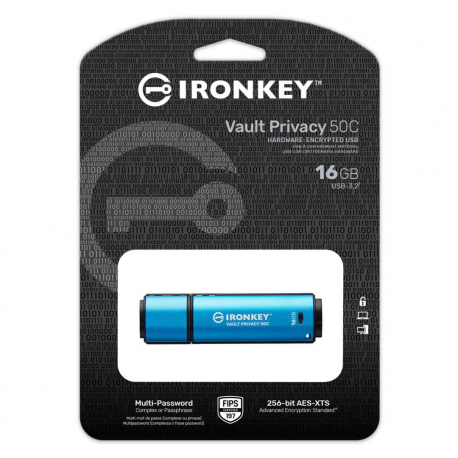 Kingston IronKey Vault Privacy 50C - USB flash drive - encrypted - 16 GB - USB-C 3.2 Gen 1 - TAA Compliant - 7