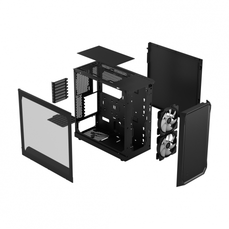 Fractal Design Focus 2 RGB - Tower - ATX - windowed side panel (tempered glass) - no power supply (ATX) - black TG clear tint - USB/Audio - 32
