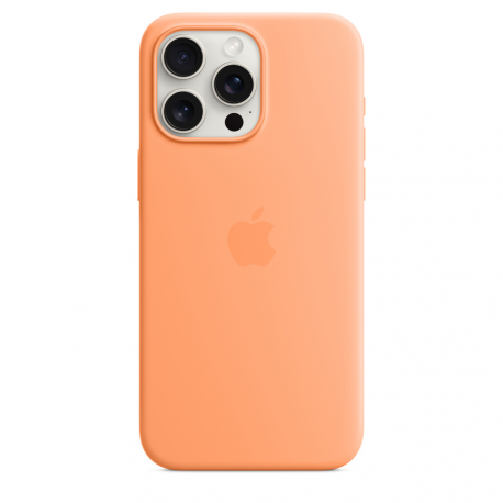 Apple - Back cover for mobile phone - MagSafe compatibility - silicone - orange sorbet - for iPhone 15 Pro Max - 0
