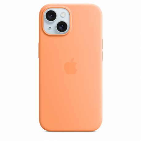 Apple - Back cover for mobile phone - MagSafe compatibility - silicone - orange sorbet - for iPhone 15 - 0