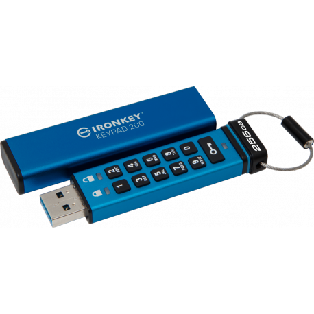 Kingston IronKey Keypad 200 - USB flash drive - encrypted - 256 GB - USB 3.2 Gen 1 - 0
