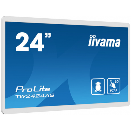 iiyama ProLite TW2424AS-W1 - LED monitor - 24" (23.8" viewable) - stationary - touchscreen - 1920 x 1080 Full HD (1080p) - IPS - 1000:1 - 14 ms - HDMI - speakers - white, matte - 1