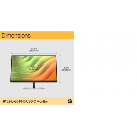 HP E24u G5 - E-Series - LED monitor - 23.8" (23.8" viewable) - 1920 x 1080 Full HD (1080p) @ 75 Hz - IPS - 250 cd / m² - 1000:1 - 5 ms - HDMI, DisplayPort, USB-C - black head, black and silver (stand) - 30