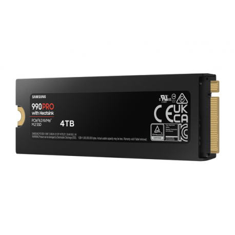 Samsung 990 PRO MZ-V9P4T0GW - SSD - encrypted - 4 TB - internal - M.2 2280 - PCIe 4.0 x4 (NVMe) - 256-bit AES - TCG Opal Encryption 2.0 - integrated heatsink - 6