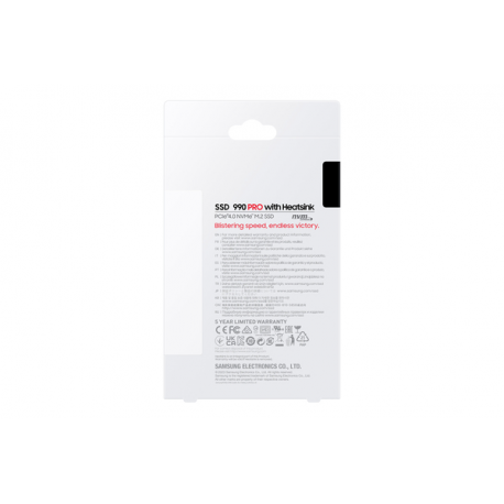 Samsung 990 PRO MZ-V9P4T0GW - SSD - encrypted - 4 TB - internal - M.2 2280 - PCIe 4.0 x4 (NVMe) - 256-bit AES - TCG Opal Encryption 2.0 - integrated heatsink - 7