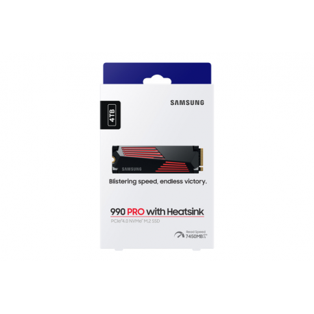 Samsung 990 PRO MZ-V9P4T0GW - SSD - encrypted - 4 TB - internal - M.2 2280 - PCIe 4.0 x4 (NVMe) - 256-bit AES - TCG Opal Encryption 2.0 - integrated heatsink - 8