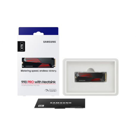 Samsung 990 PRO MZ-V9P4T0GW - SSD - encrypted - 4 TB - internal - M.2 2280 - PCIe 4.0 x4 (NVMe) - 256-bit AES - TCG Opal Encryption 2.0 - integrated heatsink - 11