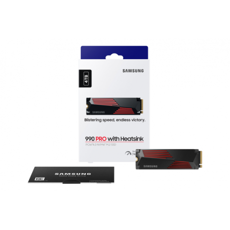 Samsung 990 PRO MZ-V9P4T0GW - SSD - encrypted - 4 TB - internal - M.2 2280 - PCIe 4.0 x4 (NVMe) - 256-bit AES - TCG Opal Encryption 2.0 - integrated heatsink - 13