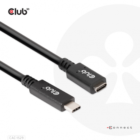 Club 3D CAC-1531 - USB extension cable - USB-C (M) to USB-C (F) - 20 V - 3 A - 1 m - bi-directional, 4K60Hz support - 0