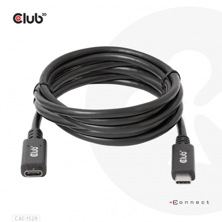 Club 3D CAC-1531 - USB extension cable - USB-C (M) to USB-C (F) - 20 V - 3 A - 1 m - bi-directional, 4K60Hz support - 8