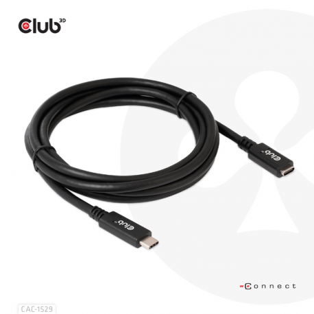 Club 3D CAC-1529 - USB extension cable - USB-C (M) to USB-C (F) - 20 V - 3 A - 2 m - bi-directional, 4K60Hz support - 1
