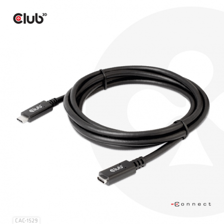 Club 3D CAC-1529 - USB extension cable - USB-C (M) to USB-C (F) - 20 V - 3 A - 2 m - bi-directional, 4K60Hz support - 5