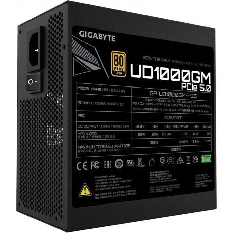 Gigabyte UD1000GM PG5 - Power supply (internal) - ATX12V - 80 PLUS Gold - AC 100-240 V - 1000 Watt - active PFC - 2