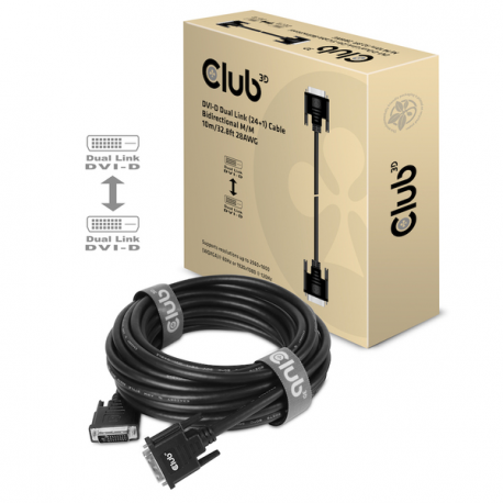 Club 3D - DVI cable - dual link - DVI-D (M) to DVI-D (M) - 10 m - thumbscrews, gold flashed contacts - 4