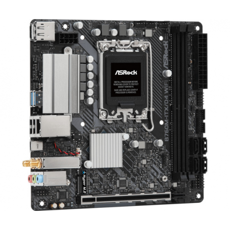 ASRock B760M-ITX / D4 WiFi - Motherboard - mini ITX - LGA1700 Socket - B760 Chipset - USB 3.2 Gen 1, USB-C 3.2 Gen 2x2 - Bluetooth, Gigabit LAN, Wi-Fi - onboard graphics (CPU required) - HD Audio (8-channel) - 4