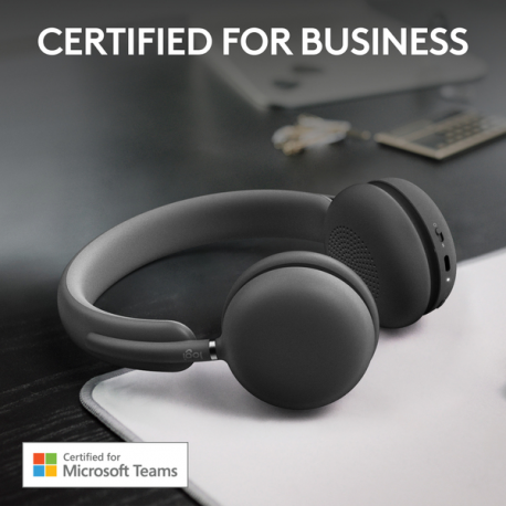 Logitech Zone Wireless 2 - Headset - on-ear - Bluetooth - wireless - active noise cancelling - USB-C via Bluetooth adapter - graphite - Certified for Microsoft Teams - 3