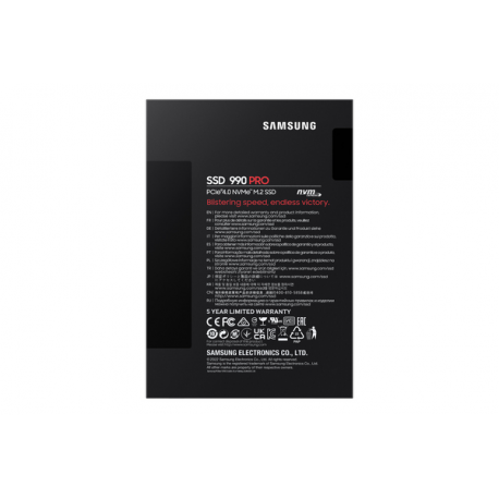 Samsung 990 PRO MZ-V9P4T0BW - SSD - encrypted - 4 TB - internal - M.2 2280 - PCIe 4.0 x4 (NVMe) - 256-bit AES - TCG Opal Encryption - 3