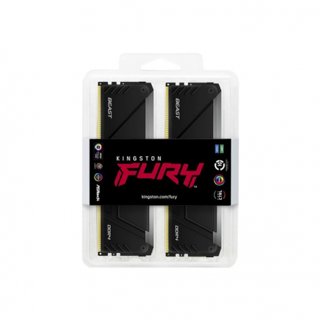 Kingston FURY Beast RGB - DDR4 - kit - 128 GB: 4 x 32 GB - DIMM 288-pin - 3600 MHz  /  PC4-28800 - CL18 - 1.35 V - unbuffered - non-ECC - black - 1