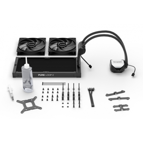 be quiet! Pure Loop 2 - Processor liquid cooling system  - Radiator Size:  280 mm - (for: LGA1155, LGA1150, LGA1151, AM4, LGA1200, LGA1700, AM5) - copper - 140 mm - black - 4