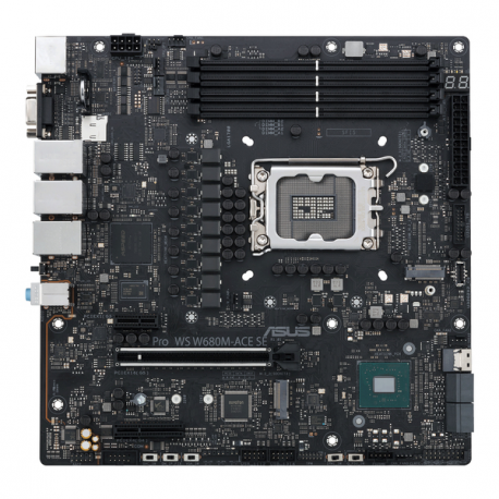 ASUS PRO WS W680M-ACE SE - Motherboard - micro ATX - LGA1700 Socket - W680 Chipset - USB 3.2 Gen 1, USB 3.2 Gen 2, USB-C 3.2 Gen2, USB-C 3.2 Gen 2x2 - Gigabit LAN, 2 x 2.5 Gigabit LAN - onboard graphics - HD Audio (8-channel) - 1