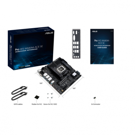 ASUS PRO WS W680M-ACE SE - Motherboard - micro ATX - LGA1700 Socket - W680 Chipset - USB 3.2 Gen 1, USB 3.2 Gen 2, USB-C 3.2 Gen2, USB-C 3.2 Gen 2x2 - Gigabit LAN, 2 x 2.5 Gigabit LAN - onboard graphics - HD Audio (8-channel) - 4