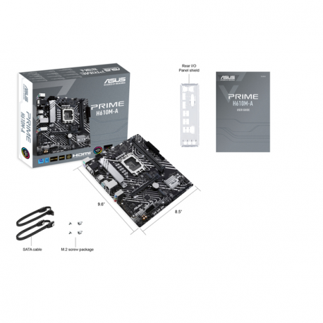 ASUS PRIME H610M-A-CSM - Motherboard - micro ATX - LGA1700 Socket - H610 Chipset - USB 3.2 Gen 1, USB 3.2 Gen 2 - Gigabit LAN - onboard graphics (CPU required) - HD Audio (8-channel) - 6