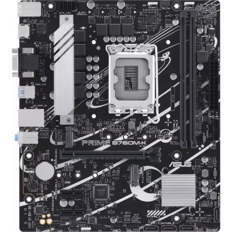 ASUS PRIME B760M-K - Motherboard - micro ATX - LGA1700 Socket - B760 Chipset - USB 3.2 Gen 1 - 2.5 Gigabit LAN - onboard graphics (CPU required) - HD Audio (8-channel) - 7