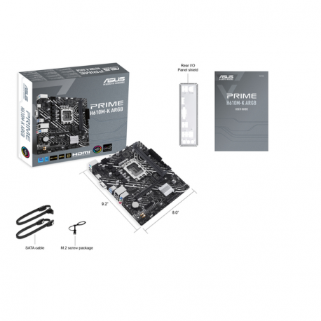 ASUS PRIME H610M-K ARGB - Motherboard - micro ATX - LGA1700 Socket - H610 Chipset - USB 3.2 Gen 1 - Gigabit LAN - onboard graphics (CPU required) - HD Audio (8-channel) - 4