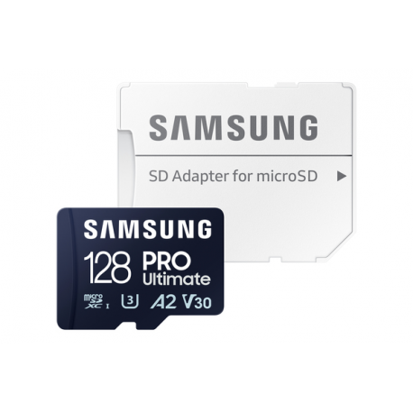Samsung PRO Ultimate MB-MY128SA - Flash memory card (SD adapter included) - 128 GB - A2  /  Video Class V30  /  UHS-I U3 - microSDXC UHS-I - blue - 3